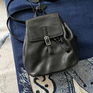 Vintage Black Leather Coach Backback